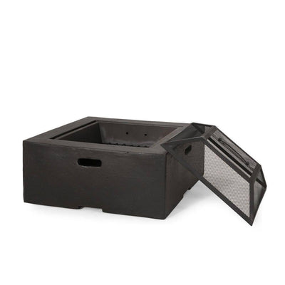 29 In. Dark Gray Square Wood Outdoor Fire Pit