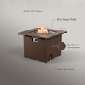 48 In. W X 15 In. H Square Iron Gas Burning Outdoor Fire Pit in Brown