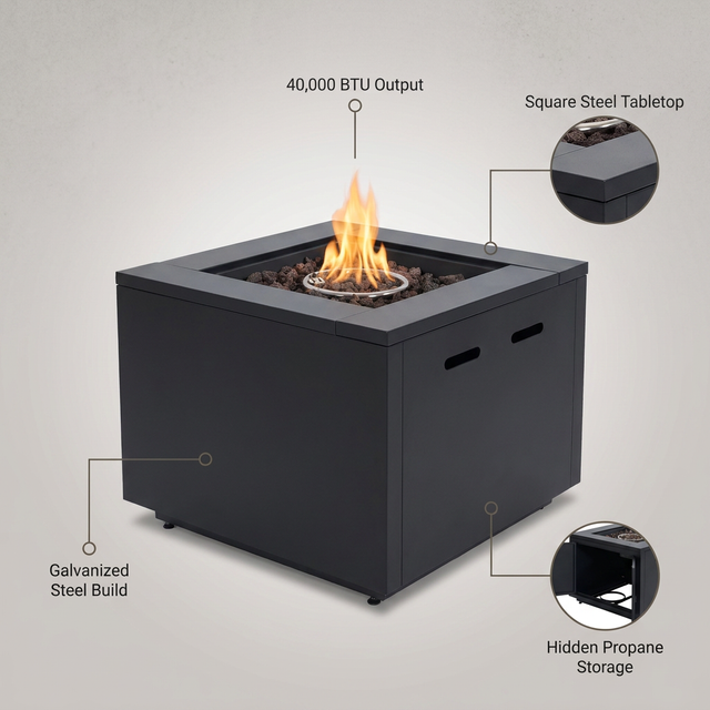 30 In. 40,000 BTU Black Steel Propane Outdoor Fire Pit — Lifestyle
