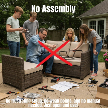 Modern Rattan Wicker Seating Group With Cushions