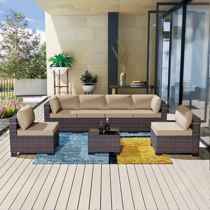 12 Piece Patio Furniture Set, Outdoor Wicker Sectional Sofa