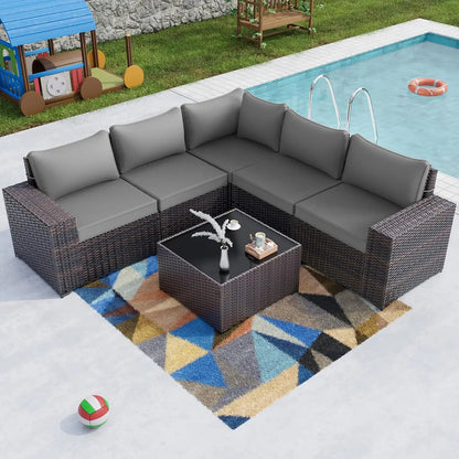 12 Piece Patio Furniture Set, Outdoor Wicker Sectional Sofa
