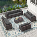 14 Pieces Outdoor Patio Furniture Set,Outdoor Sectional Furniture All Weather PE Rattan Wicker Patio Conversation Set, Custom