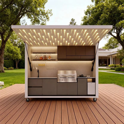 FlipStylez LLC® Smart Design Outdoor Kitchen Pod | Enclosed Canopy BBQ Pavilion | Waterproof Mobile & Fixed Configurations