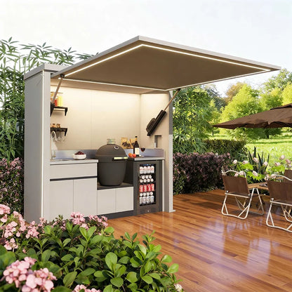 FlipStylez LLC® Smart Design Outdoor Kitchen Pod | Enclosed Canopy BBQ Pavilion | Waterproof Mobile & Fixed Configurations