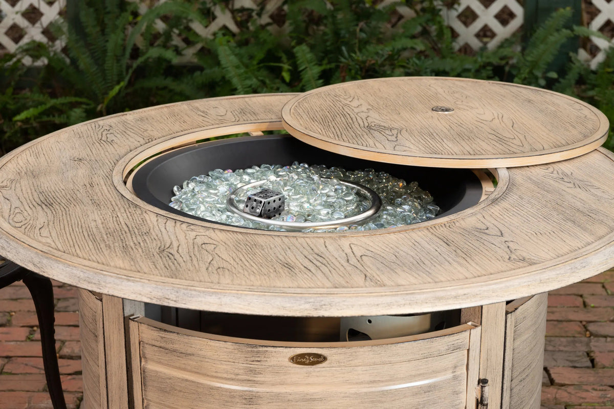 Thatcher Driftwood Round Aluminum LPG Fire Pit