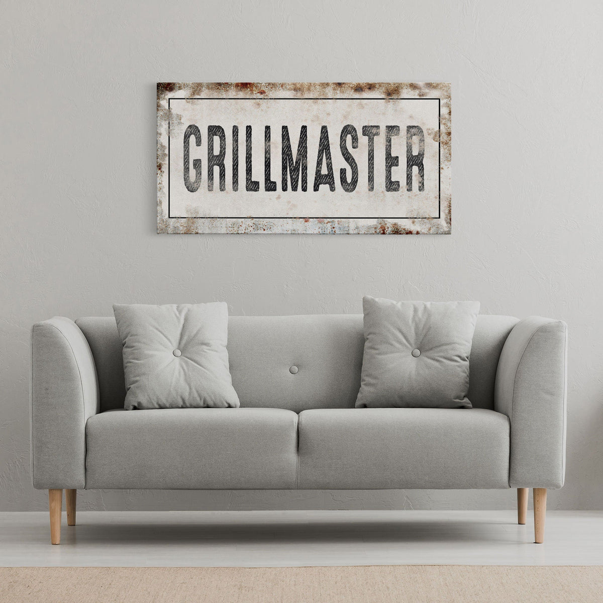 Grillmaster Printed Canvas Rusty Sign Distressed Wall Art Cute Sign Wood Frame Gather Wood And Canvas Sign BBQ Barbecue Sign