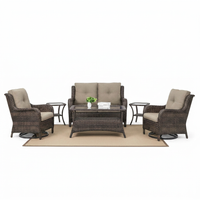 8 Pieces Patio Furniture Sets with Swivel Rocking Chairs,High-Back Rattan Patio Outdoor Conversation Set with 2-Seat Sofa & Coffee Table for Porch Deck Backyard Poolside — Studio Shot